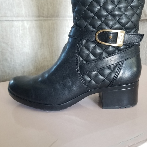 Bandolino Blushe Quilted Black Leather Heeled Riding Boots 6.5M - Picture 14 of 15